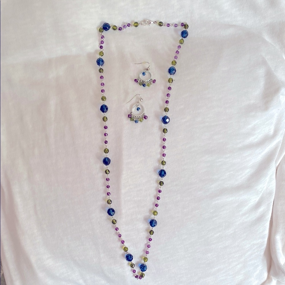 Multi bead necklace and earrings
